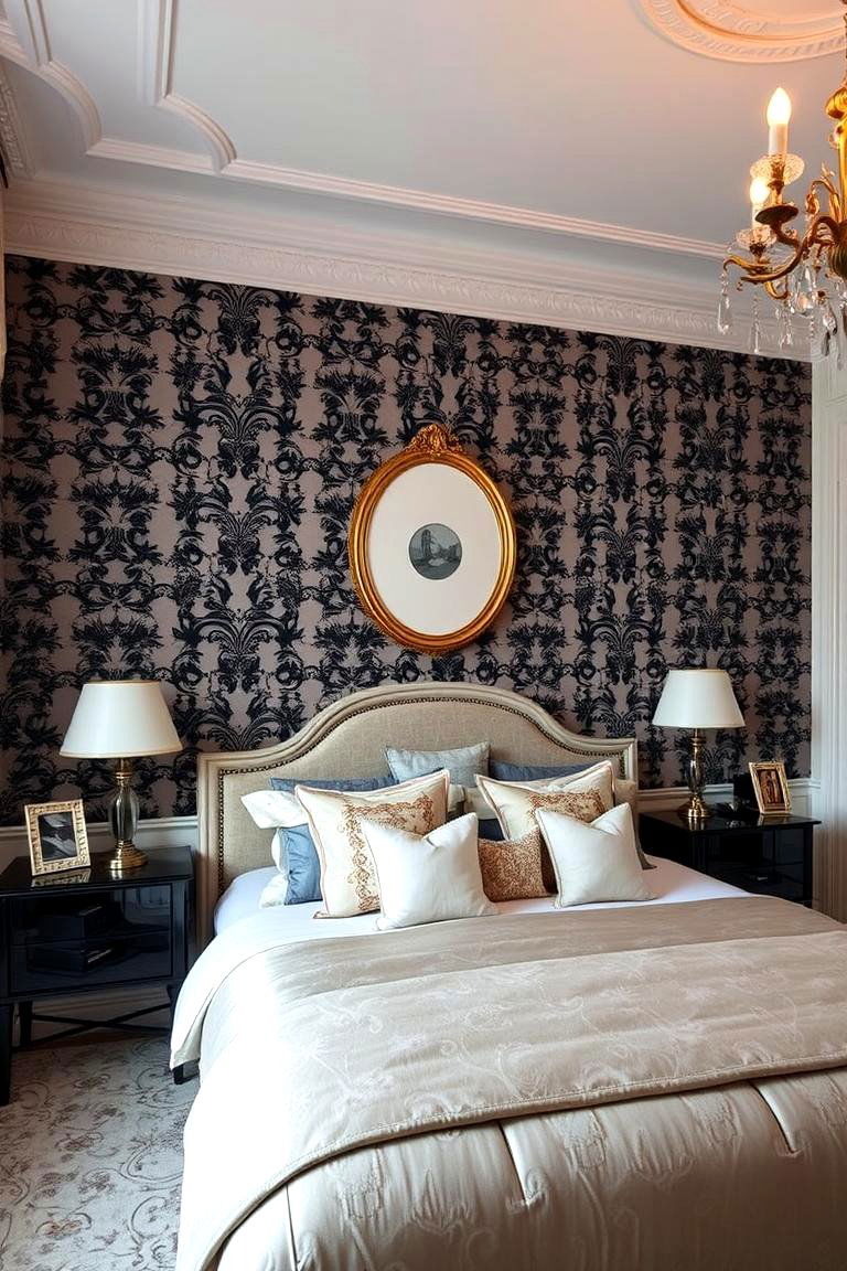 Classic Black and White for Timeless Elegance - 24 Bedroom Wallpaper Ideas