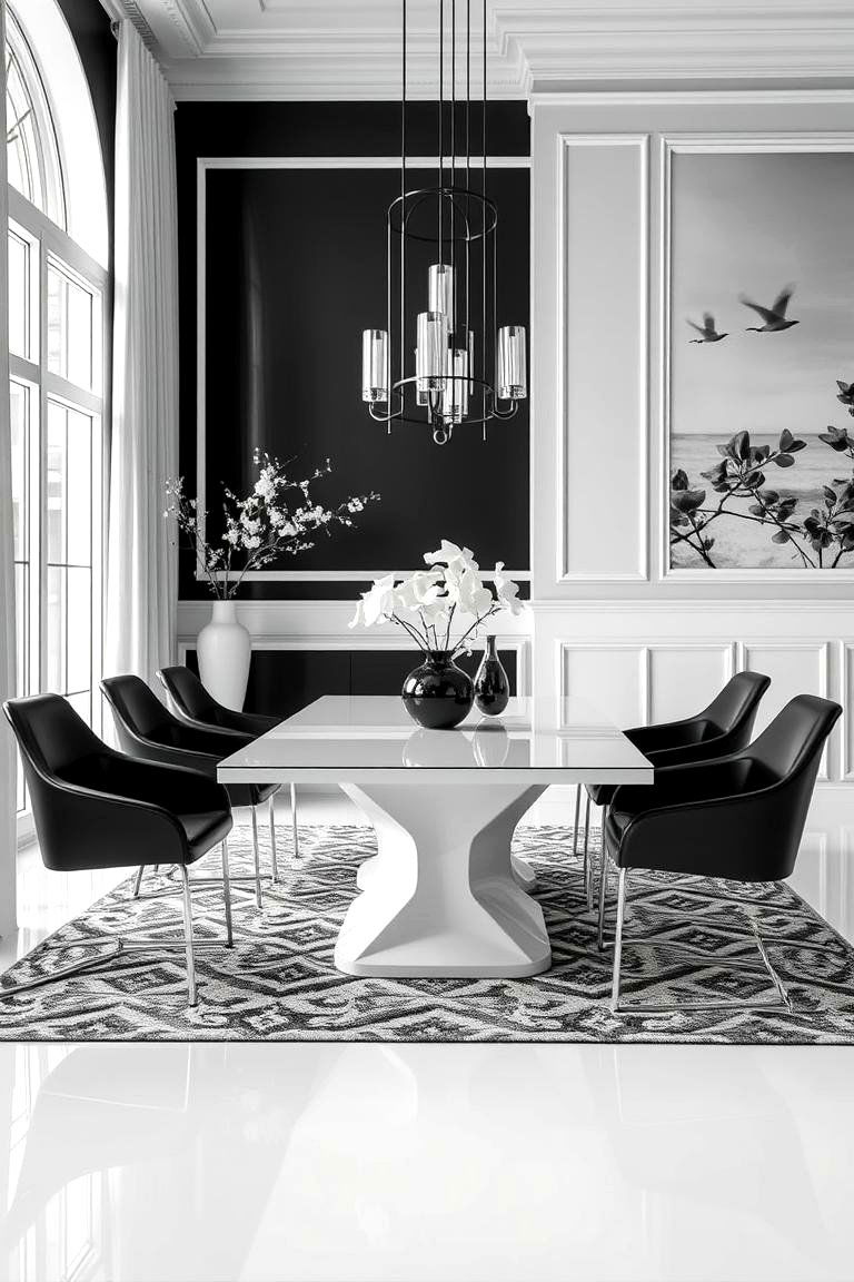 Classic Black and White - 24 Art Deco Dining Room Ideas