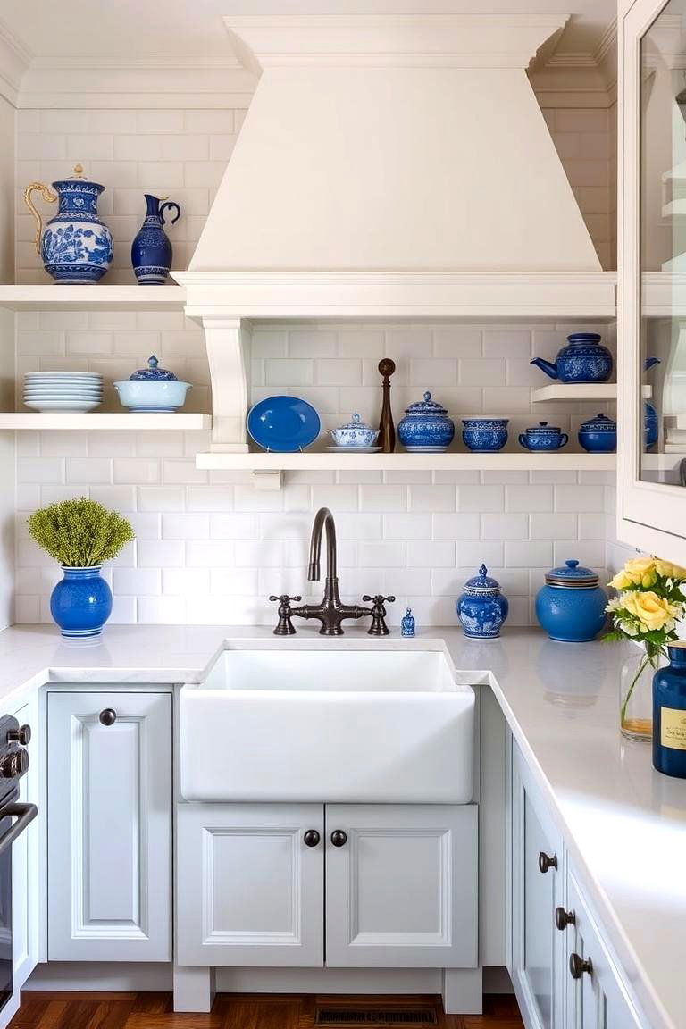 Classic Blue Ceramic Fixtures - 24 Blue and White Kitchen Ideas
