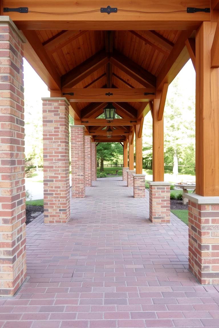 Classic Brick and Wood Walkway - 24 Covered Walkway Ideas