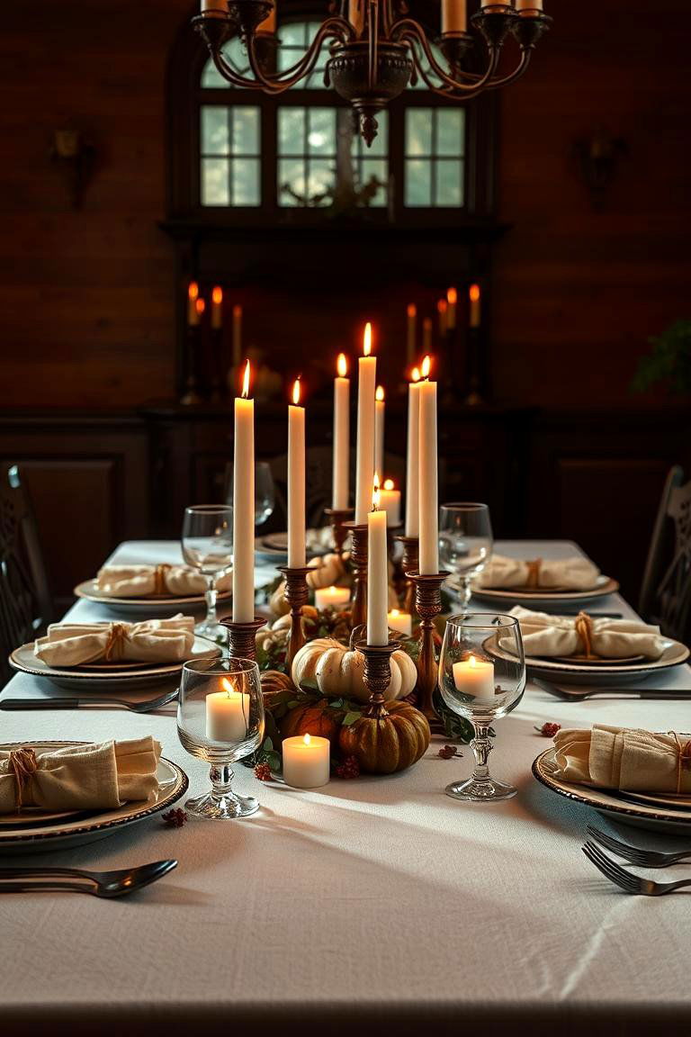 Classic Candlelight Glow - 24 Thanksgiving Table Settings