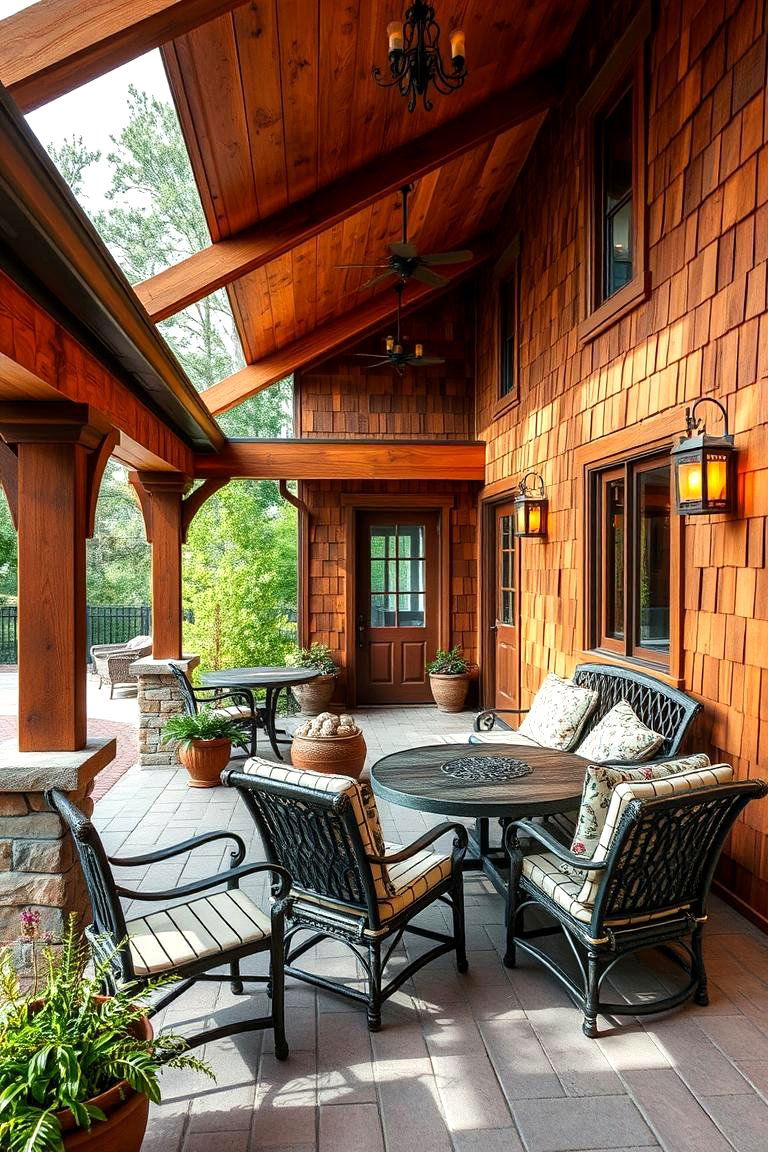 Classic Cedar Shingle Charm - 24 Gable Patio Roof Design Ideas