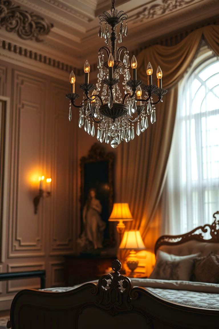 Classic Chandelier Lighting - 24 Grandmillennial Style Bedroom Ideas