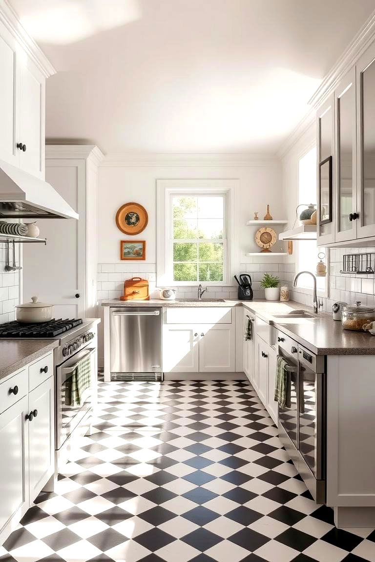 Classic Checkerboard Floor Kitchen - 24 Black and White Kitchen Ideas