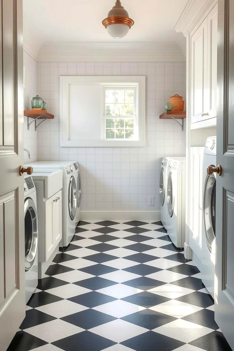 Classic Checkerboard Style - 24 Laundry Room Floor Ideas