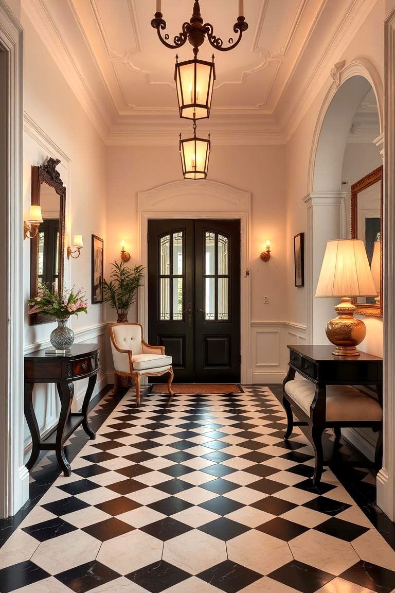 Classic Checkerboard Style - 24 Black and White Entryway Design Ideas