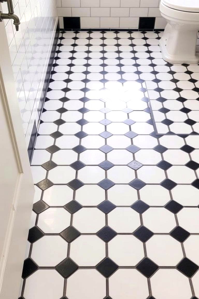 Classic Checkerboard Tiles - 24 Black and White Bathroom Tile Ideas