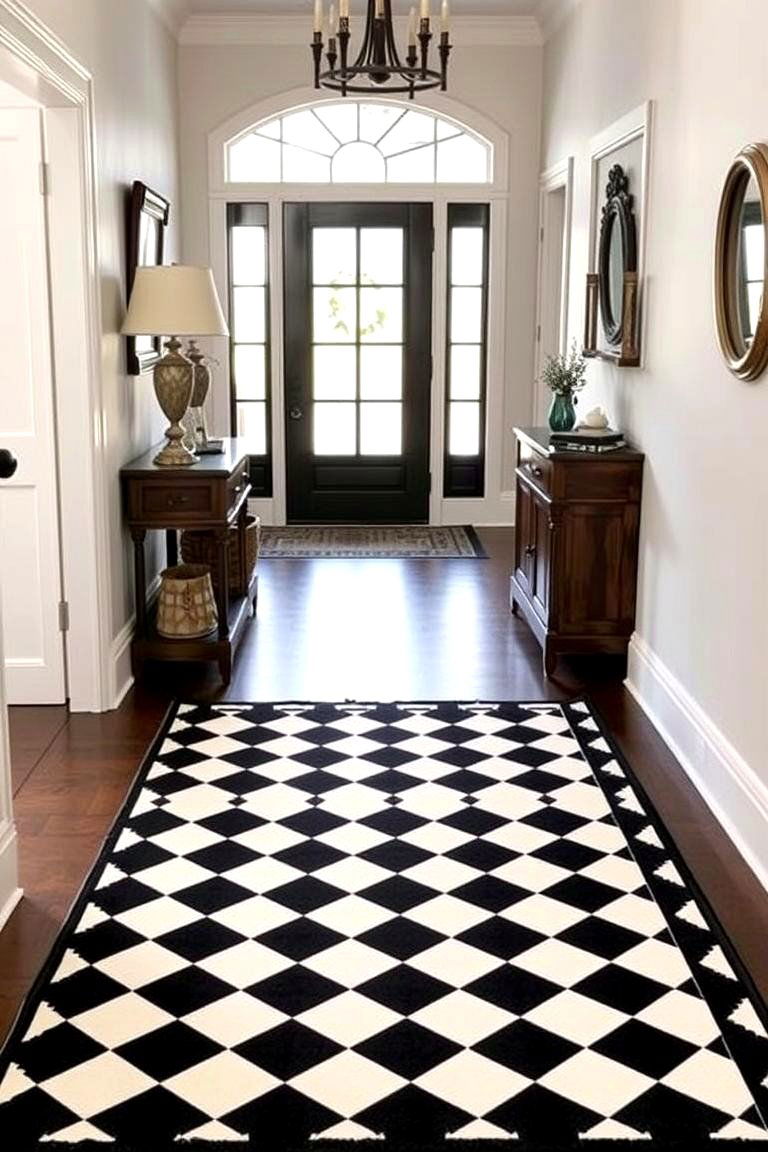 Classic Checkered Rug - 24 Entryway Rug Ideas