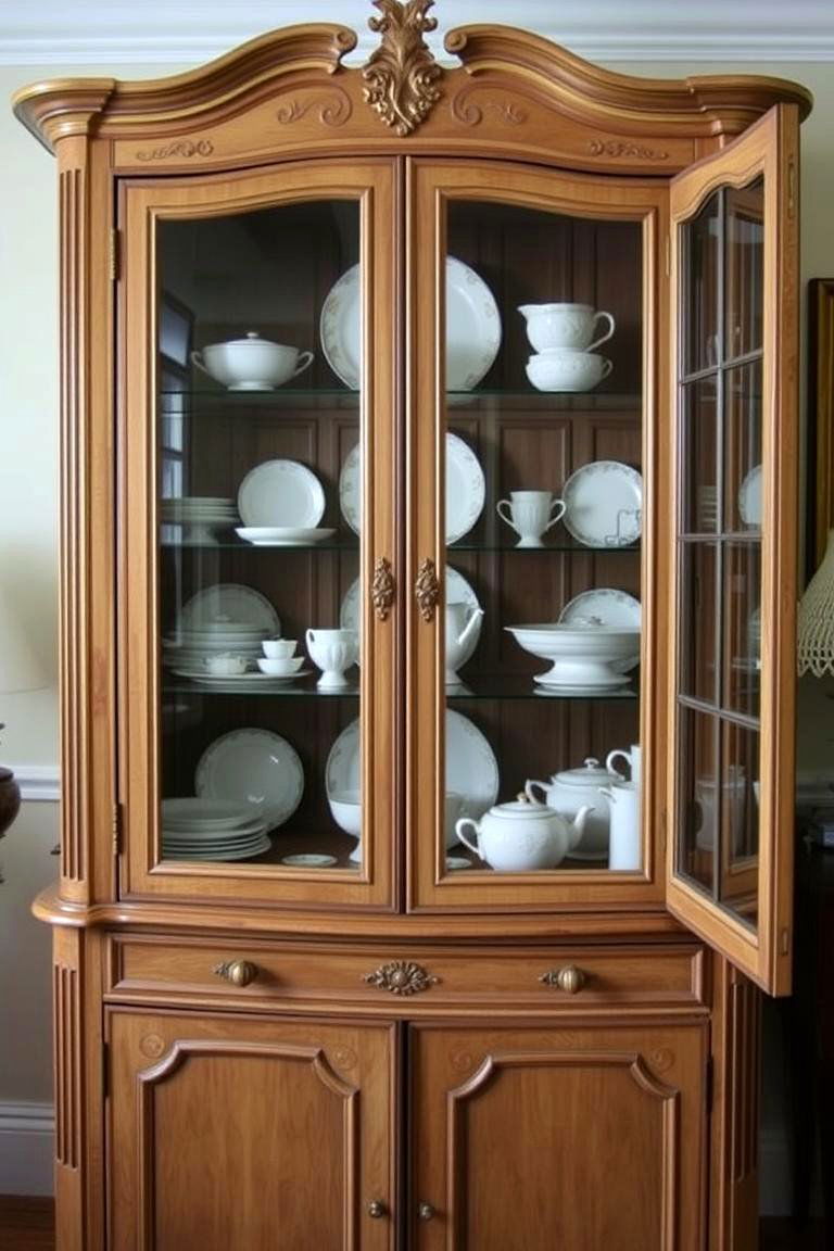 Classic China Display - 24 Vintage Dining Room Ideas