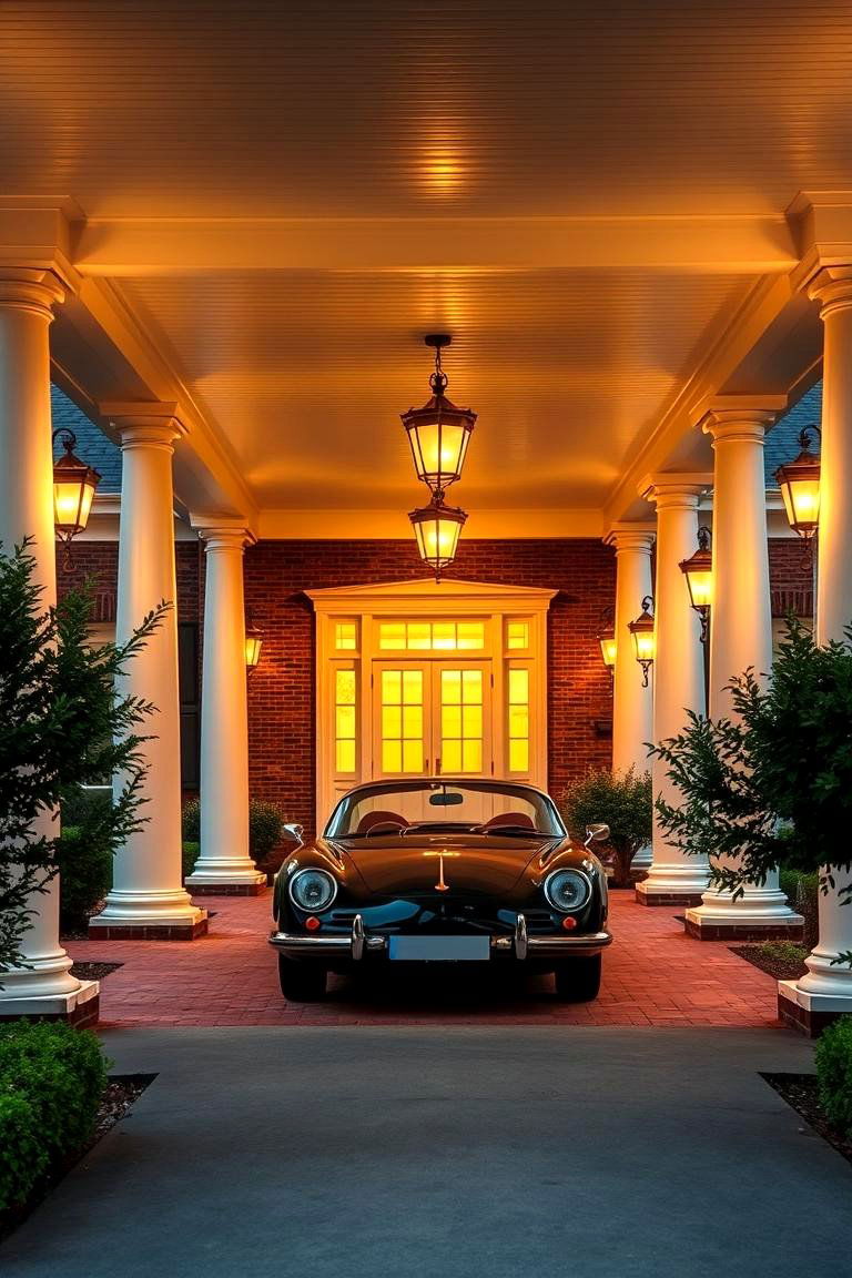 Classic Colonial Car Porch Design - 24 Car Porch Design Ideas
