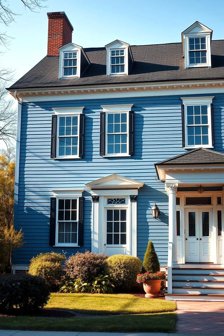 Classic Colonial Revival - 24 Blue House With Black Trim Ideas