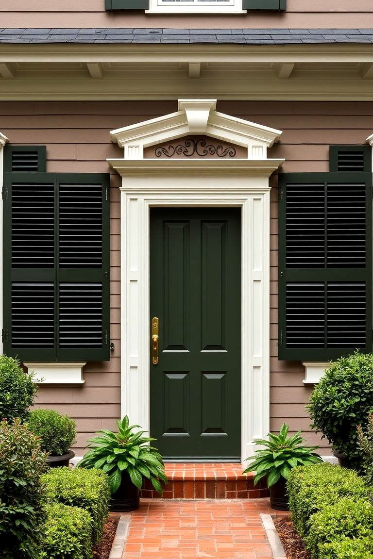 Classic Colonial with Dark Olive Finishes - 24 Dark Olive Green House Designs