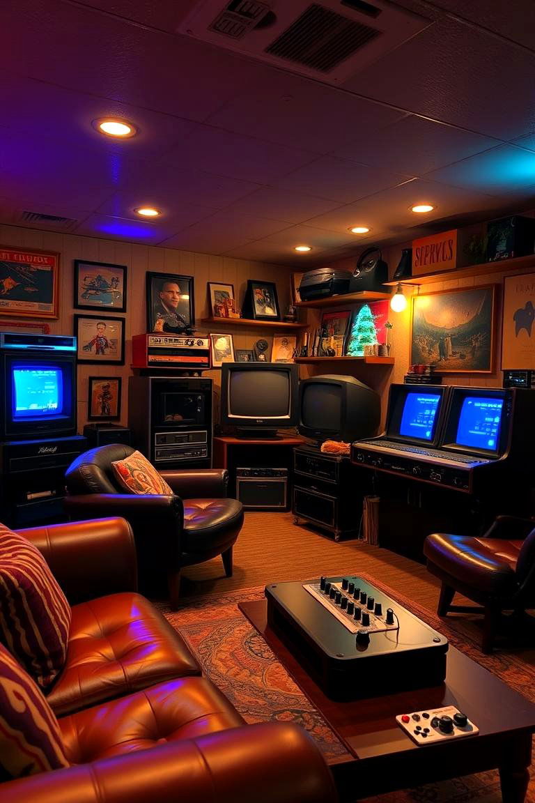 Classic Console Lounge - 24 Basement Game Room Ideas