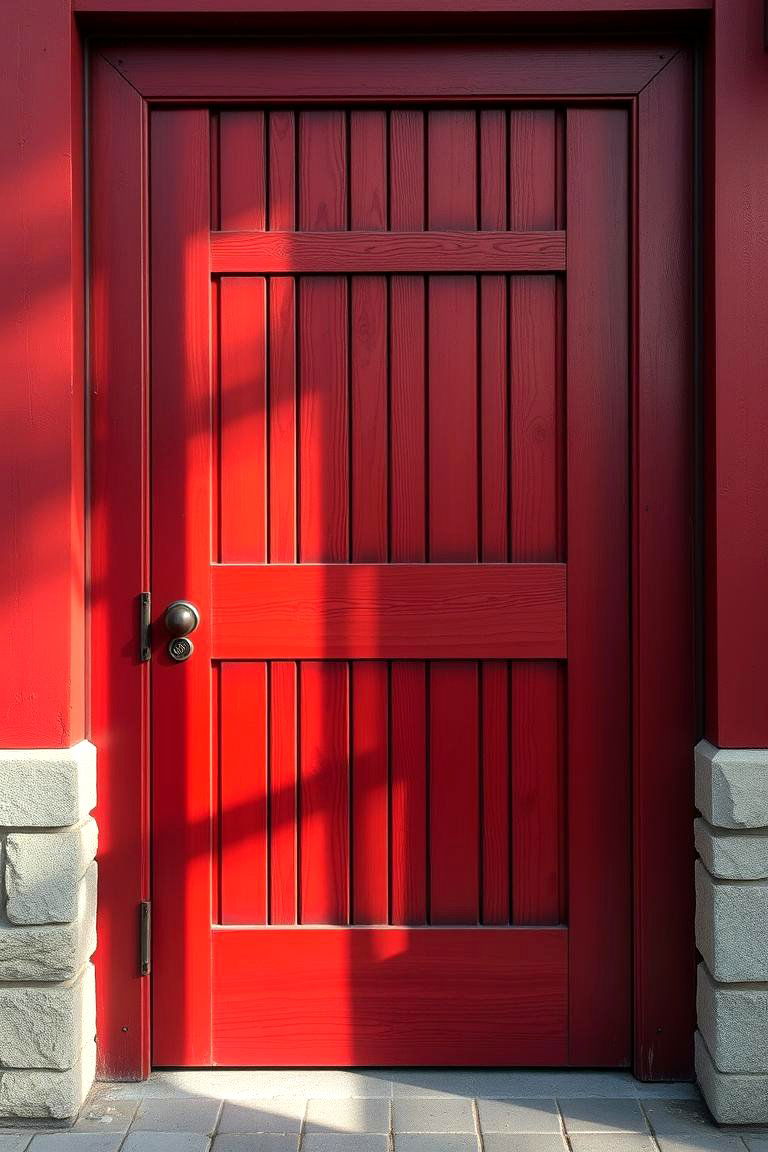 Classic Deep Red Charm - 24 Cedar Front Door Colors Ideas
