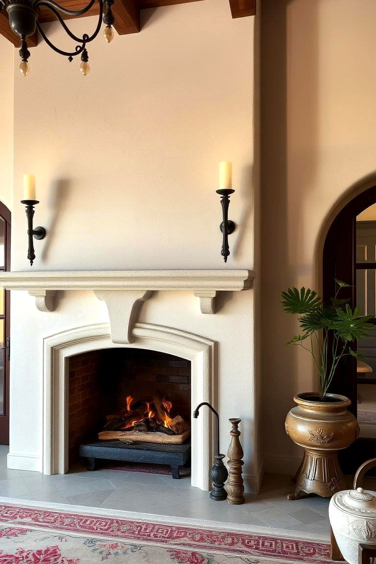 Classic Elegance Stucco Fireplace - 24 Stucco Fireplace Ideas