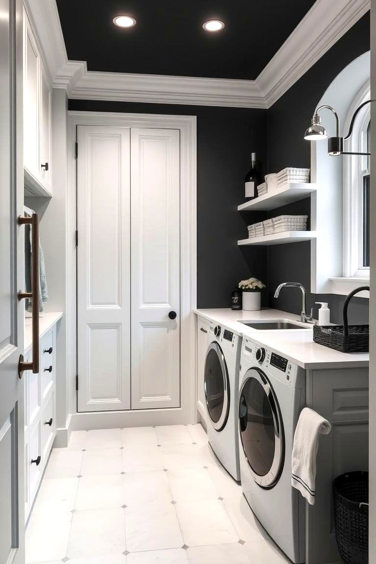 Classic Elegance in Simplicity - 24 Black and White Laundry Room Ideas