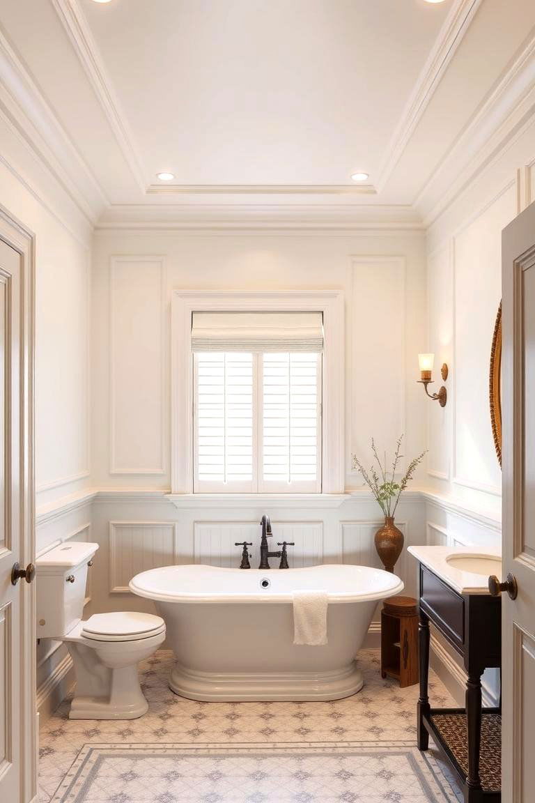 Classic Elegance with Crown Molding - 24 Restaurant Bathroom Ideas