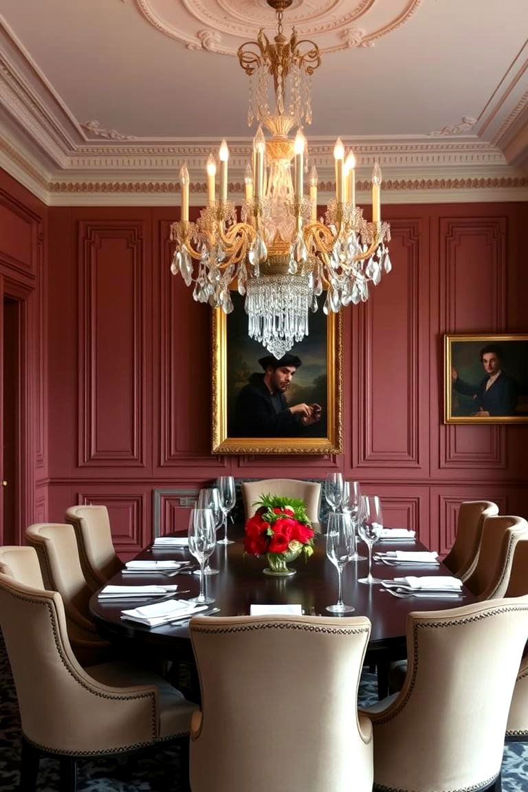 Classic Elegance with a Chandelier - 24 Parisian Dining Room Ideas