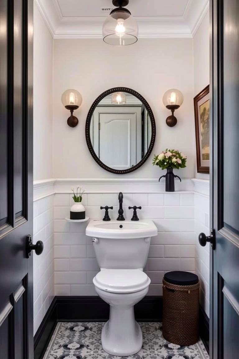 Classic Elegance - 24 Black and White Powder Room Ideas