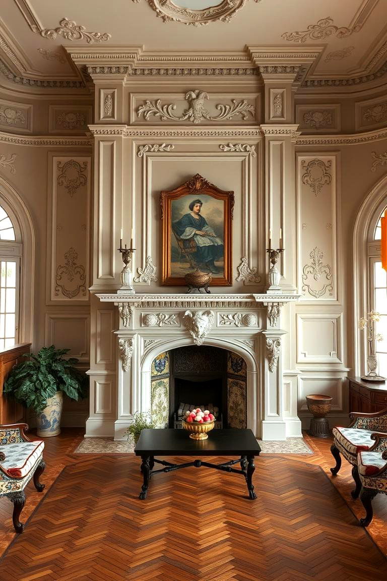 Classic Fireplace Centerpiece - 24 Victorian Living Room Ideas