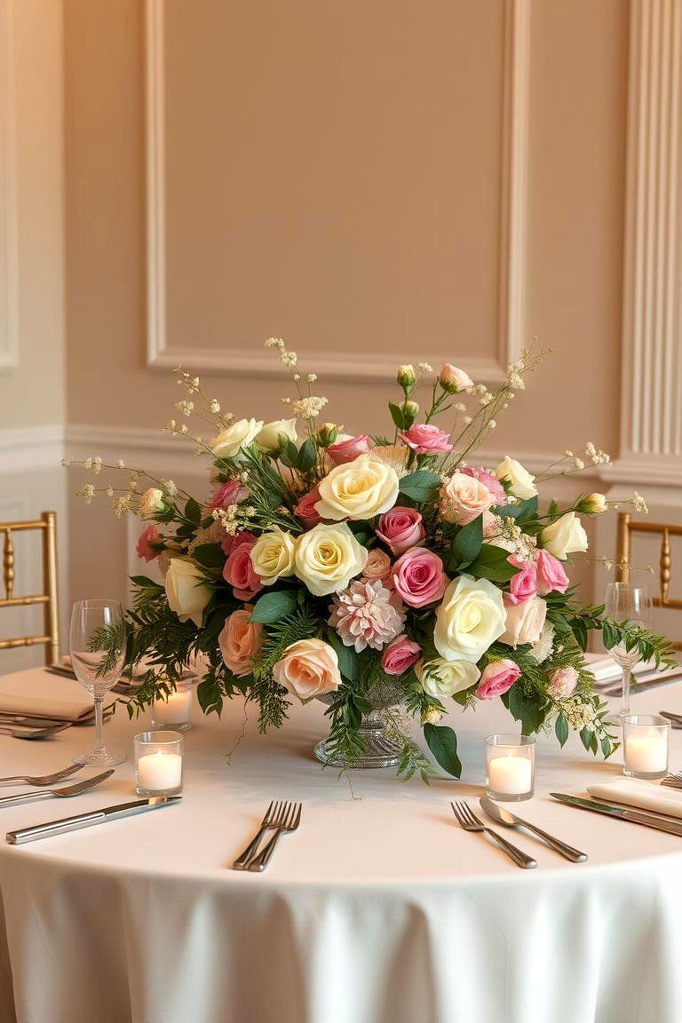 Classic Floral Centerpiece - 24 Round Table Decor Ideas