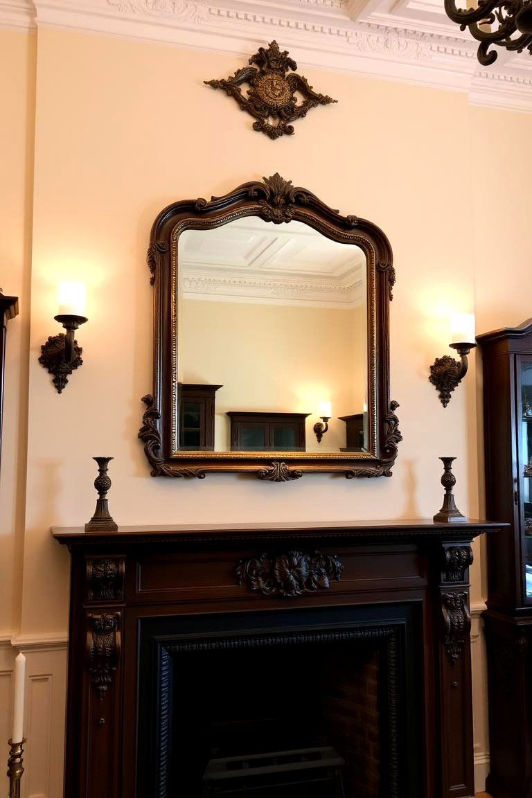 Classic Framed Mirror Elegance - 24 Mirror Over Fireplace Ideas