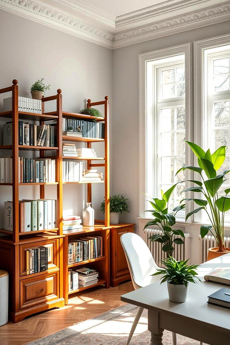 Classic Freestanding Shelves - 24 Office Shelving Ideas