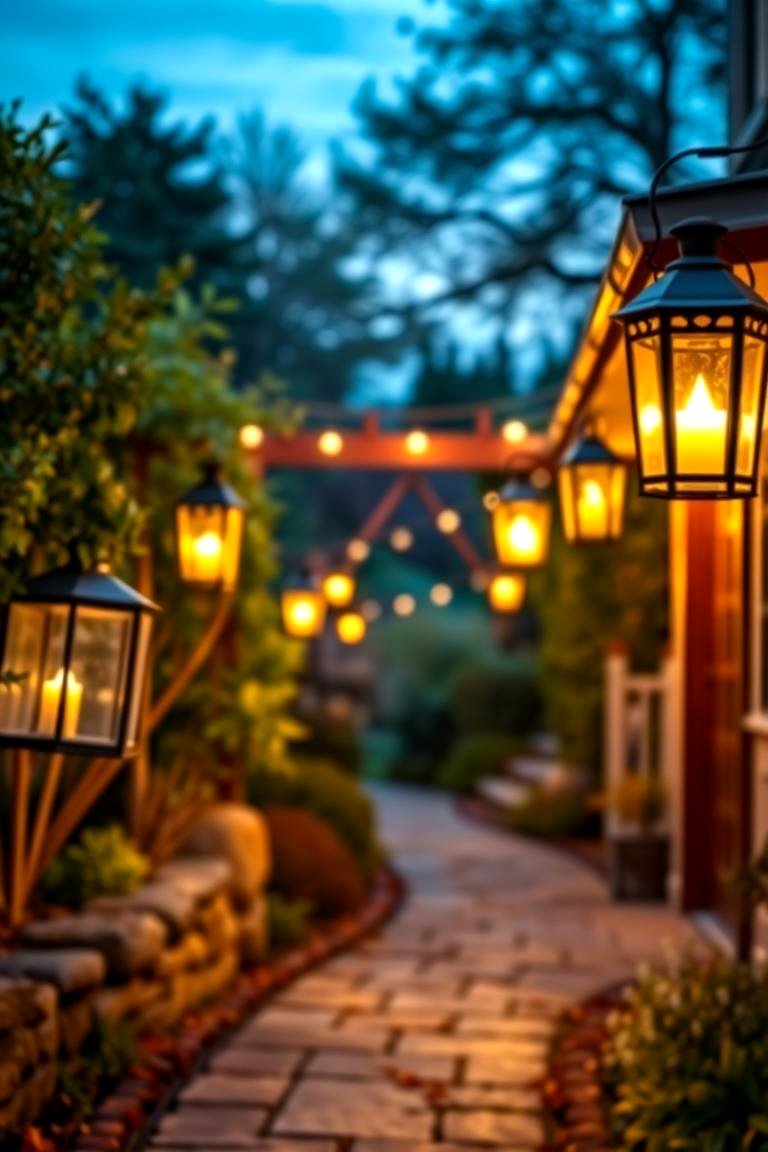 Classic Garden Lantern Path - 24 Vintage Garden Ideas