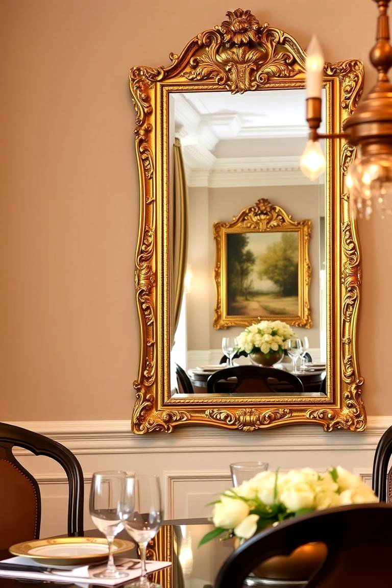 Classic Gold Framed Mirror - 24 Dining Room Mirror Ideas