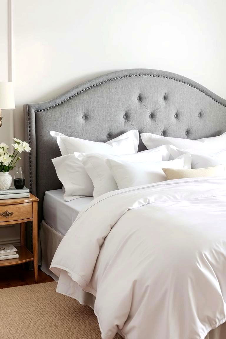 Classic Grey and White Contrast - 24 Grey Headboard Bedroom Ideas