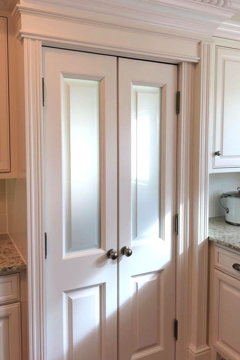 Classic Hinged Door with Frosted Glass Panels - 24 Pantry Door Ideas