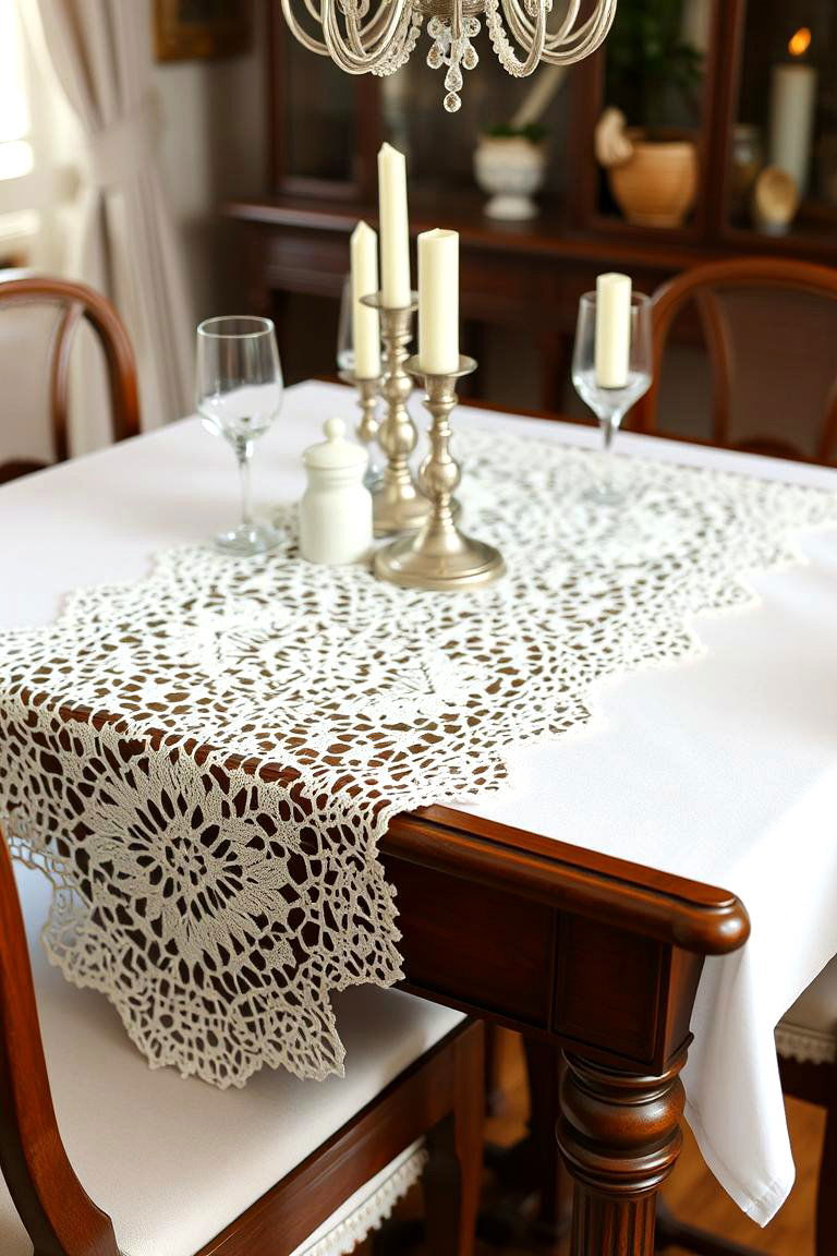 Classic Lace Detailing - 24 Dining Room Table Decor Ideas