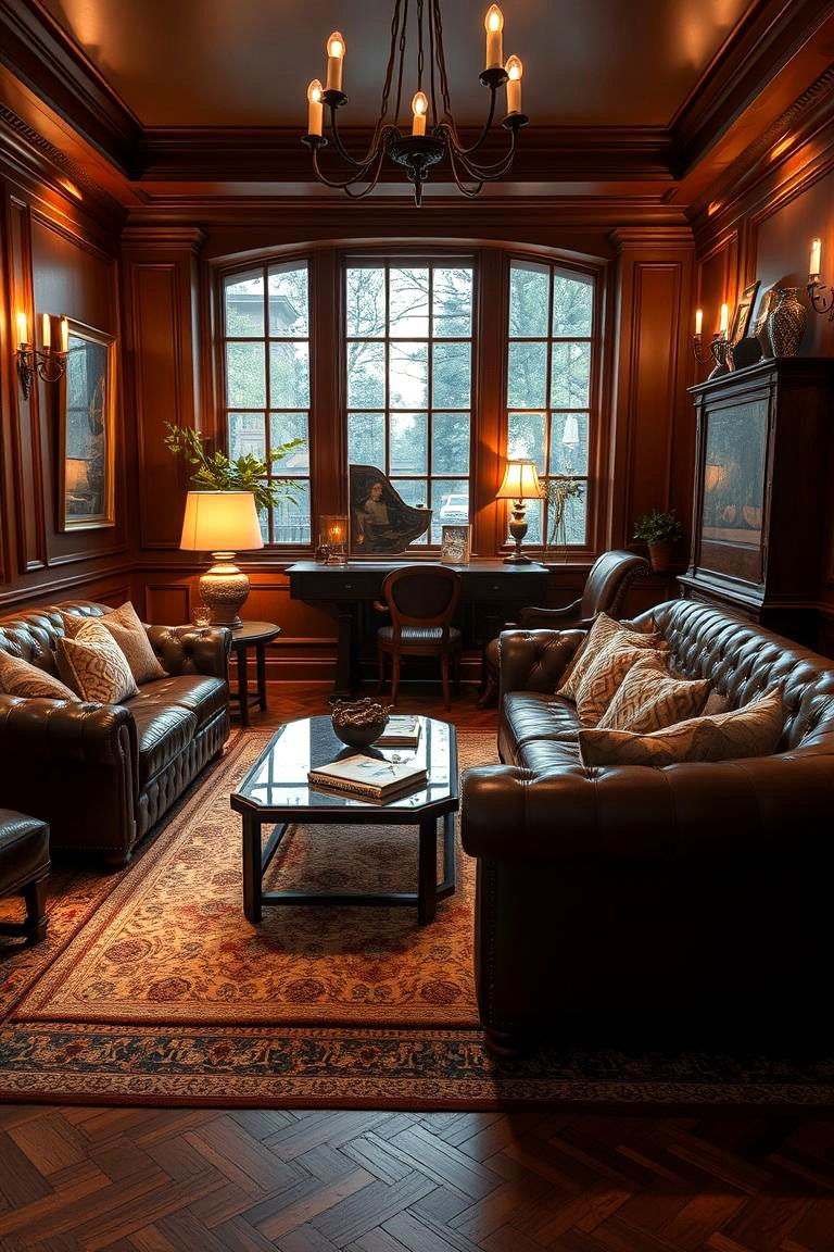 Classic Leather Sofa Lounge - 24 Black Man Cave Ideas