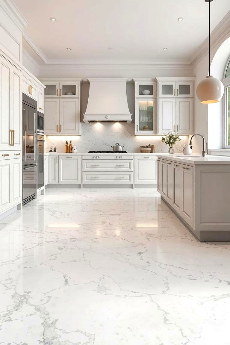 Classic Marble Look - 24 Terrazzo Kitchen Floor Ideas