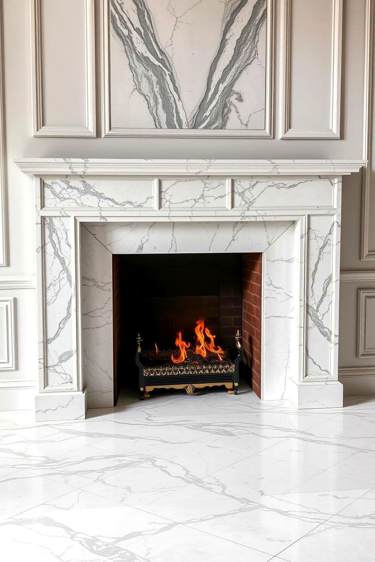 Classic Marble Surround Fireplace - 24 Fireplace Built-in Ideas