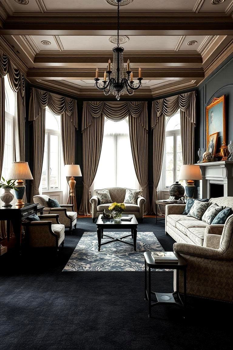 Classic Modern Blend - 24 Black Carpet Living Room Ideas