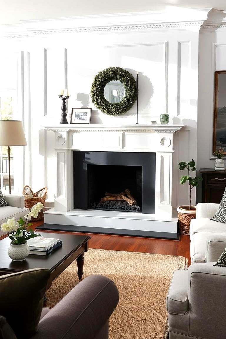 Classic Monochrome Elegance - 24 Black and White Fireplace Ideas