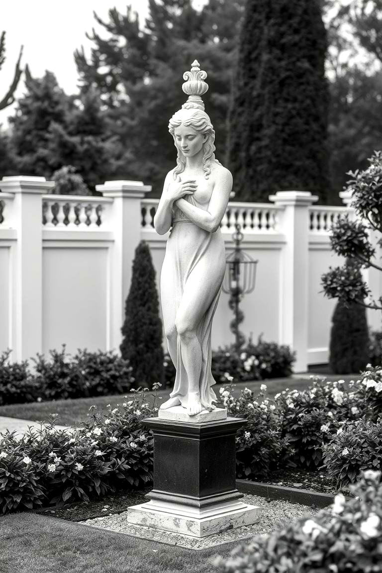 Classic Monochrome Garden Sculpture - 24 Black and White Patio Ideas