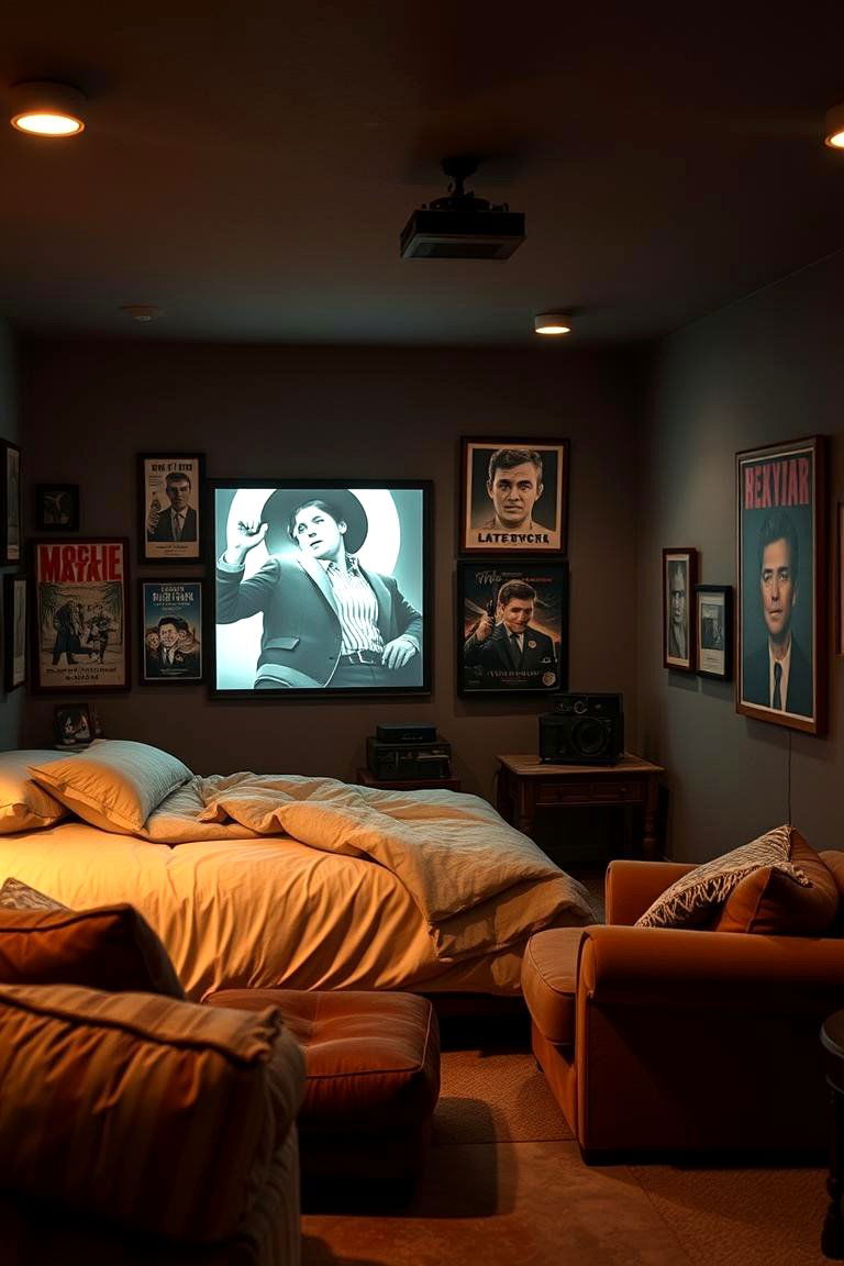 Classic Movie Buff Den - 24 Man Cave Bedroom Ideas