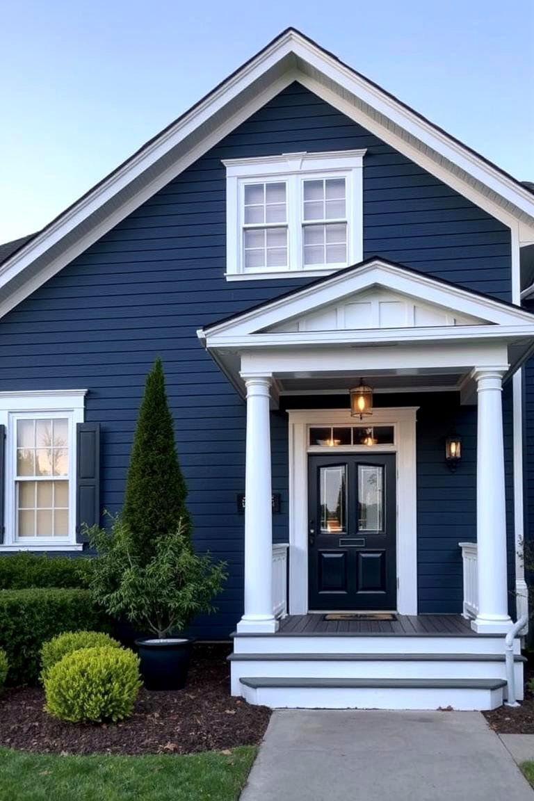 Classic Navy Elegance - 24 blue exterior house paint ideas