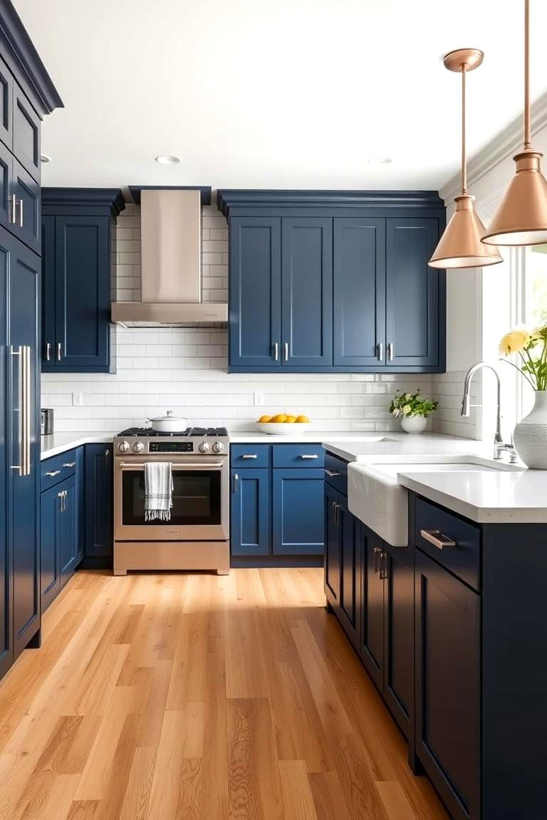 Classic Navy Shaker Cabinets - 24 Navy Blue Kitchen Cabinets Ideas