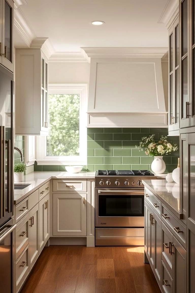 Classic Olive Tones - 24 Kitchen With Green Backsplash Ideas