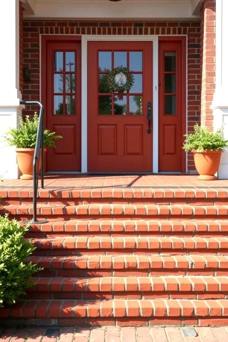 Classic Red Brick Elegance - 24 Brick Front Steps Design Ideas
