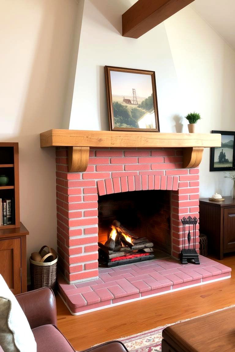 Classic Red Brick Fireplace - 24 Fireplace Paint Ideas