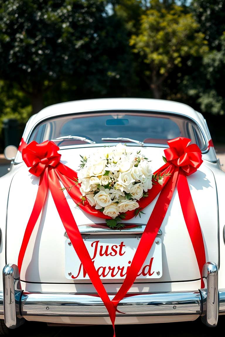 Classic Red Getaway Car - 24 Red Wedding Theme Ideas