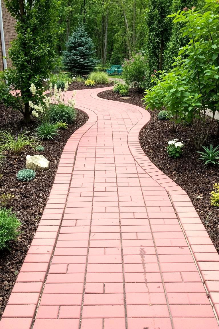Classic Red Paver Walkway - 24 Red Paver Patio Ideas