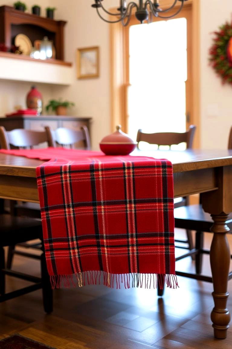 Classic Red Plaid Table Runner - 24 Table Runner Ideas
