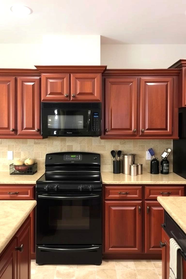 Classic Richness of Cherry Wood Cabinets - 24 What Color Cabinets Go With Black Appliances