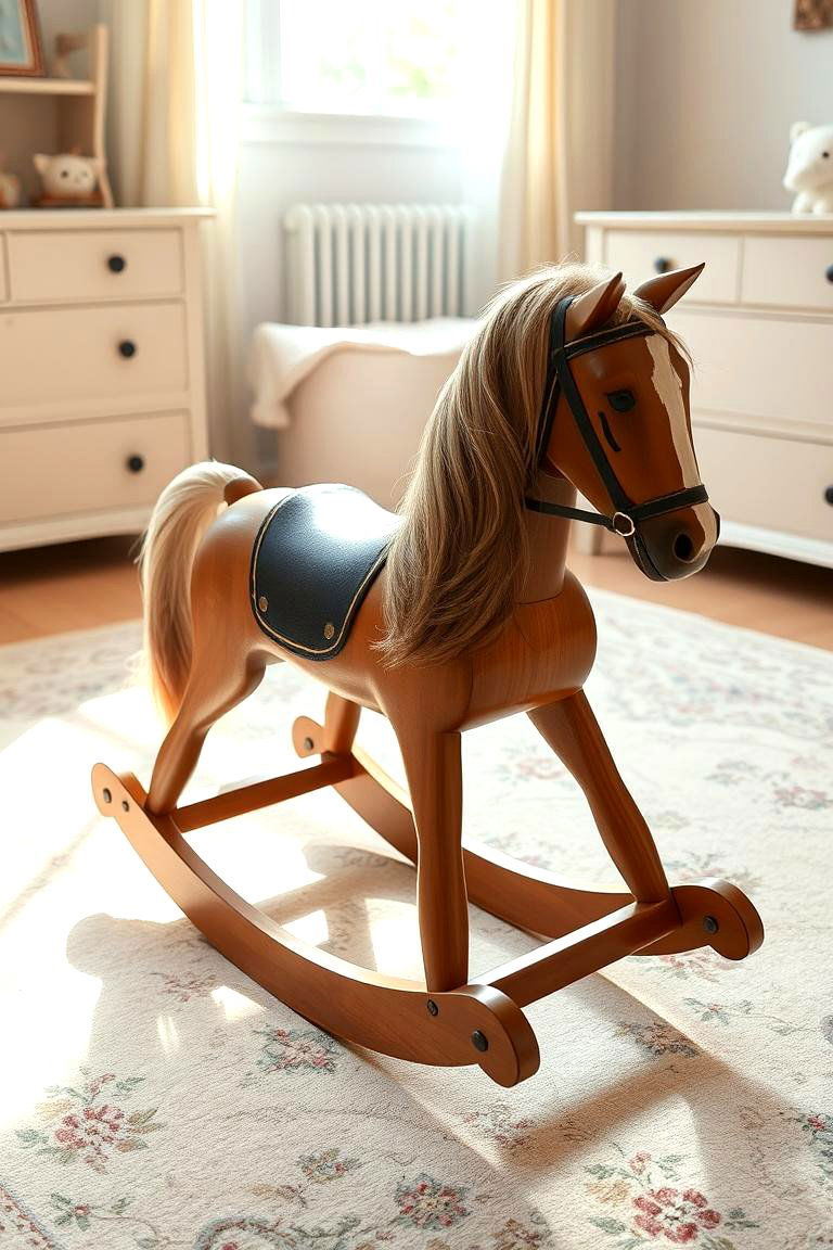 Classic Rocking Horse for Timeless Fun - 24 Vintage Nursery Ideas