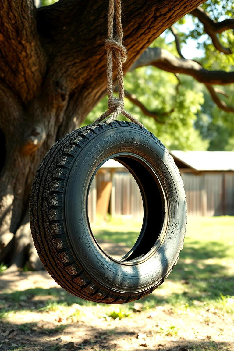 Classic Rustic Tire Swing - 24 Tire Swing Ideas